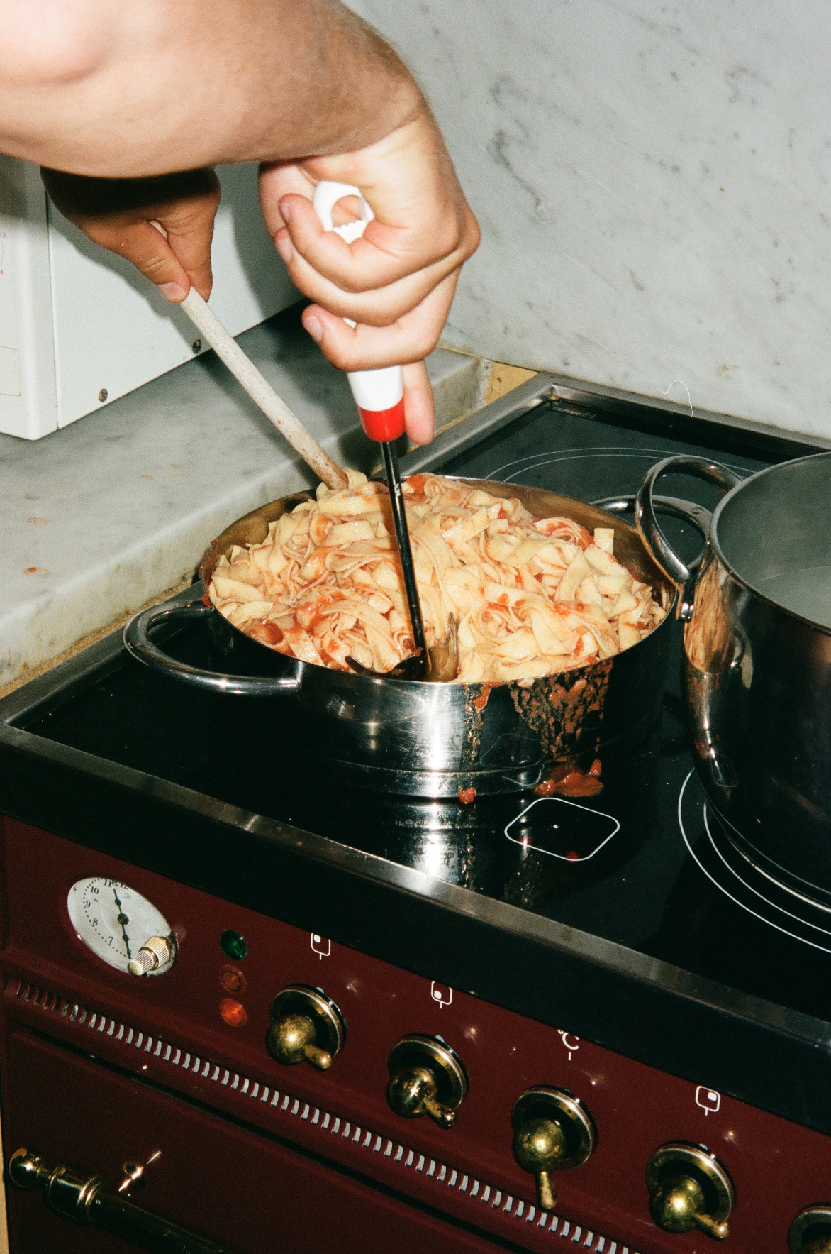 We spend several nights cooking up pasta and other italian dishes in our small little kitchen