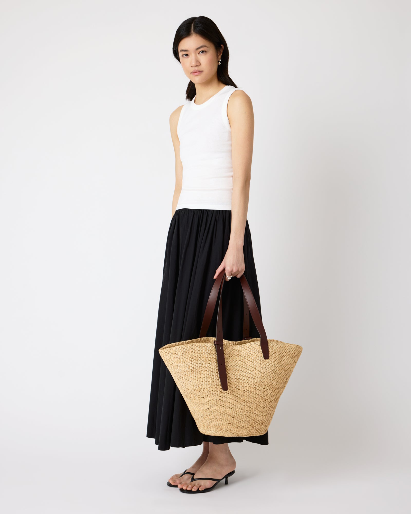 The Bianca Raffia Bag Large in Cream | LIÉ STUDIO