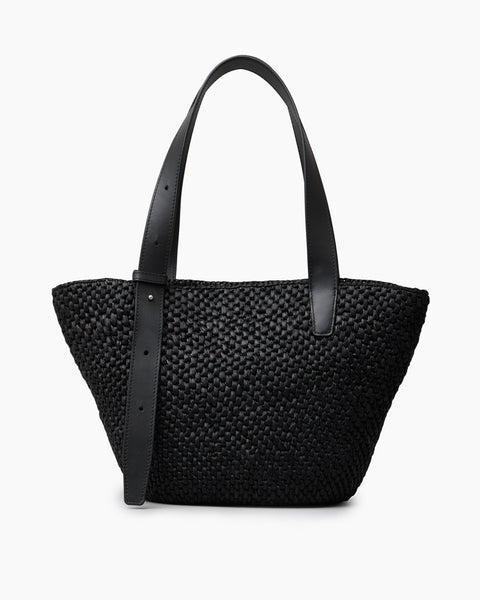 The Bianca Raffia Bag Small in Black | LIÉ STUDIO