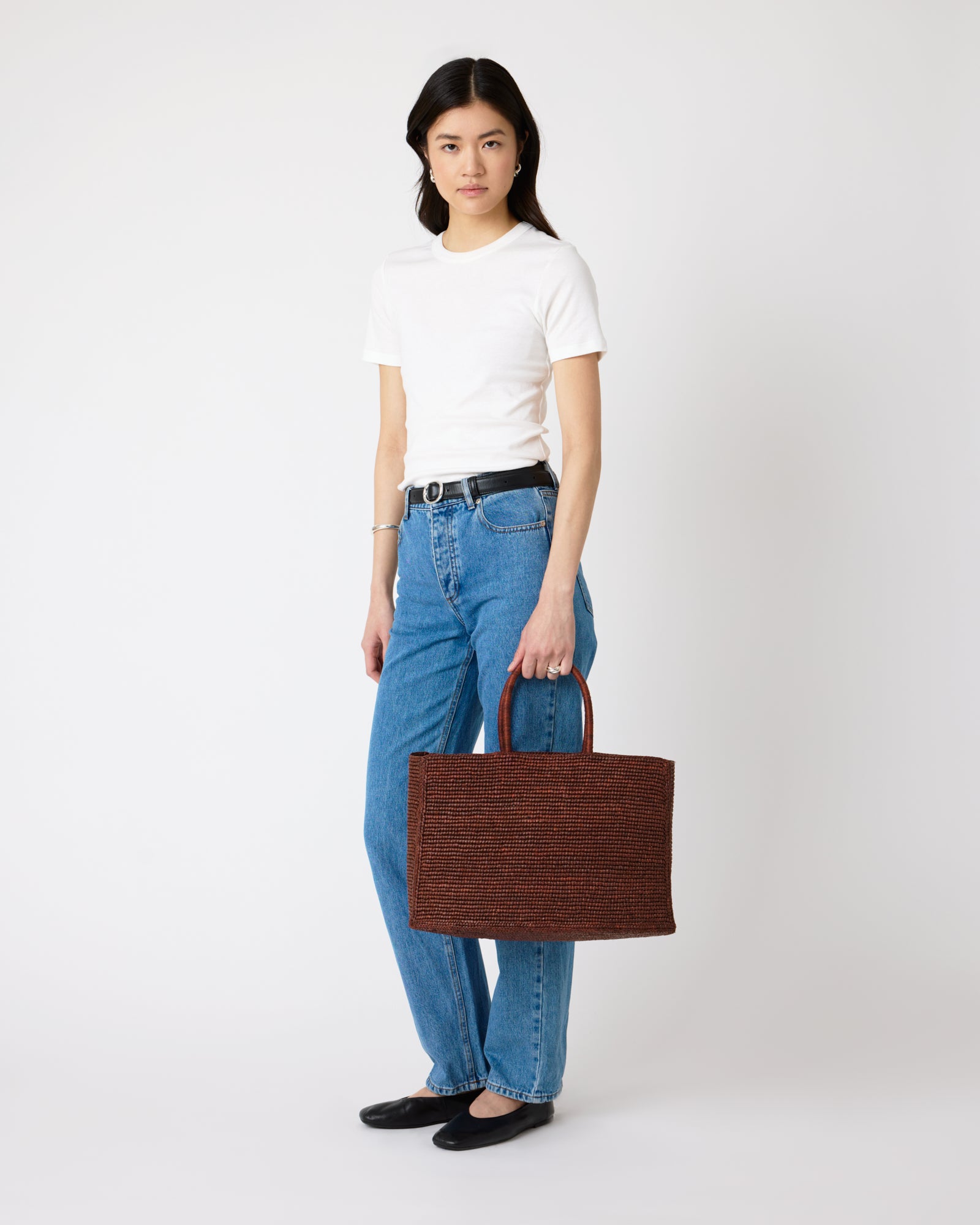The Charlotte Raffia Bag Large in Chestnut Brown | LIÉ STUDIO