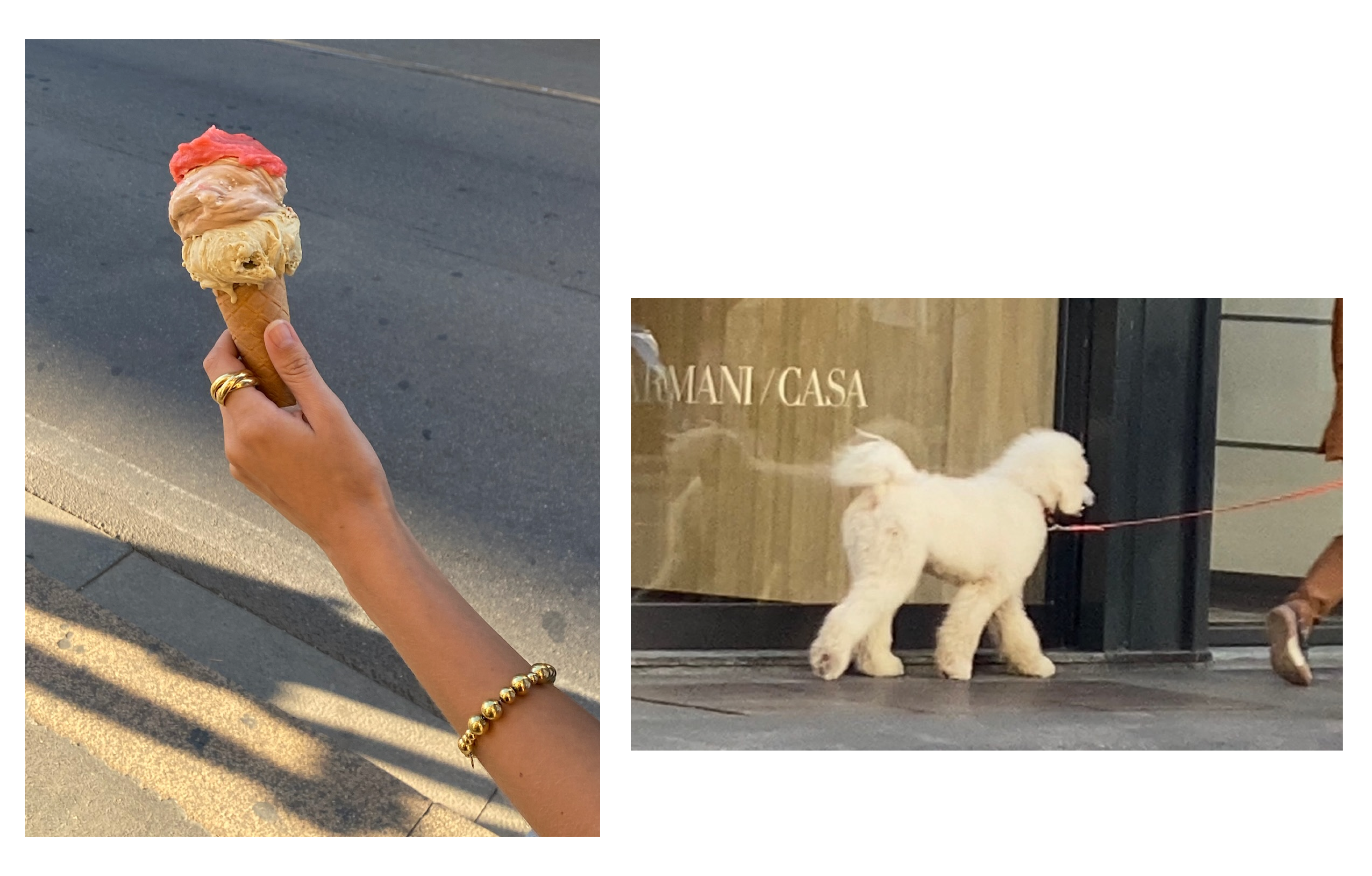 Always gelato when in italy. Accompanied here by the Sofie Ring and Elly Bracelet in gold