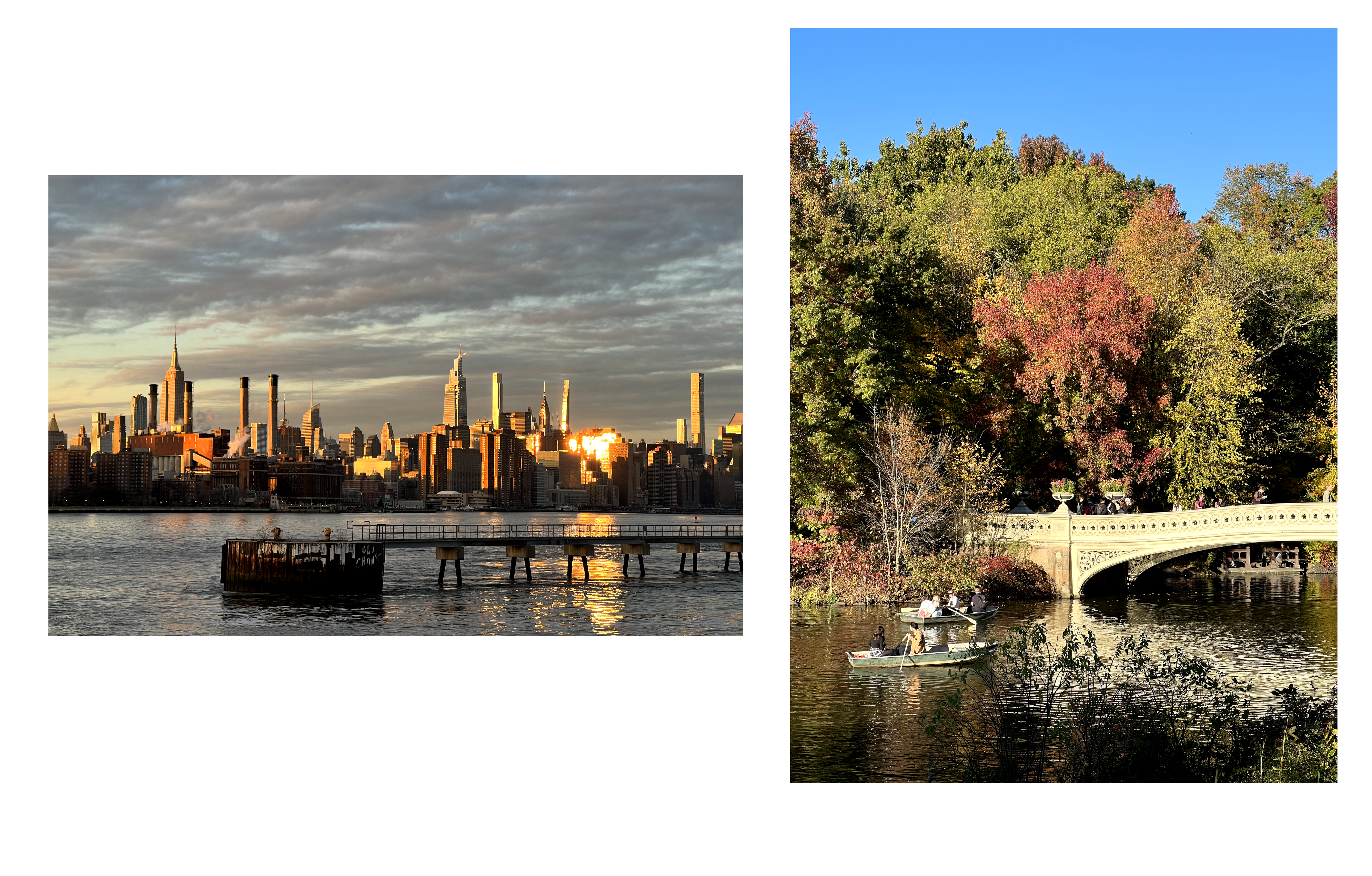 We’ve been living in Williamsburg for the last 6 months, which we think is the greatest neighborhood in the city, but we might be biased ;) Endless strolls along the east river, watching the sun set over Manhattan is never a bad view. For anyone visiting the city, fall is an amazing time of the year, watching the leaves change color. The photo on the right was taken in Central Park in October.
