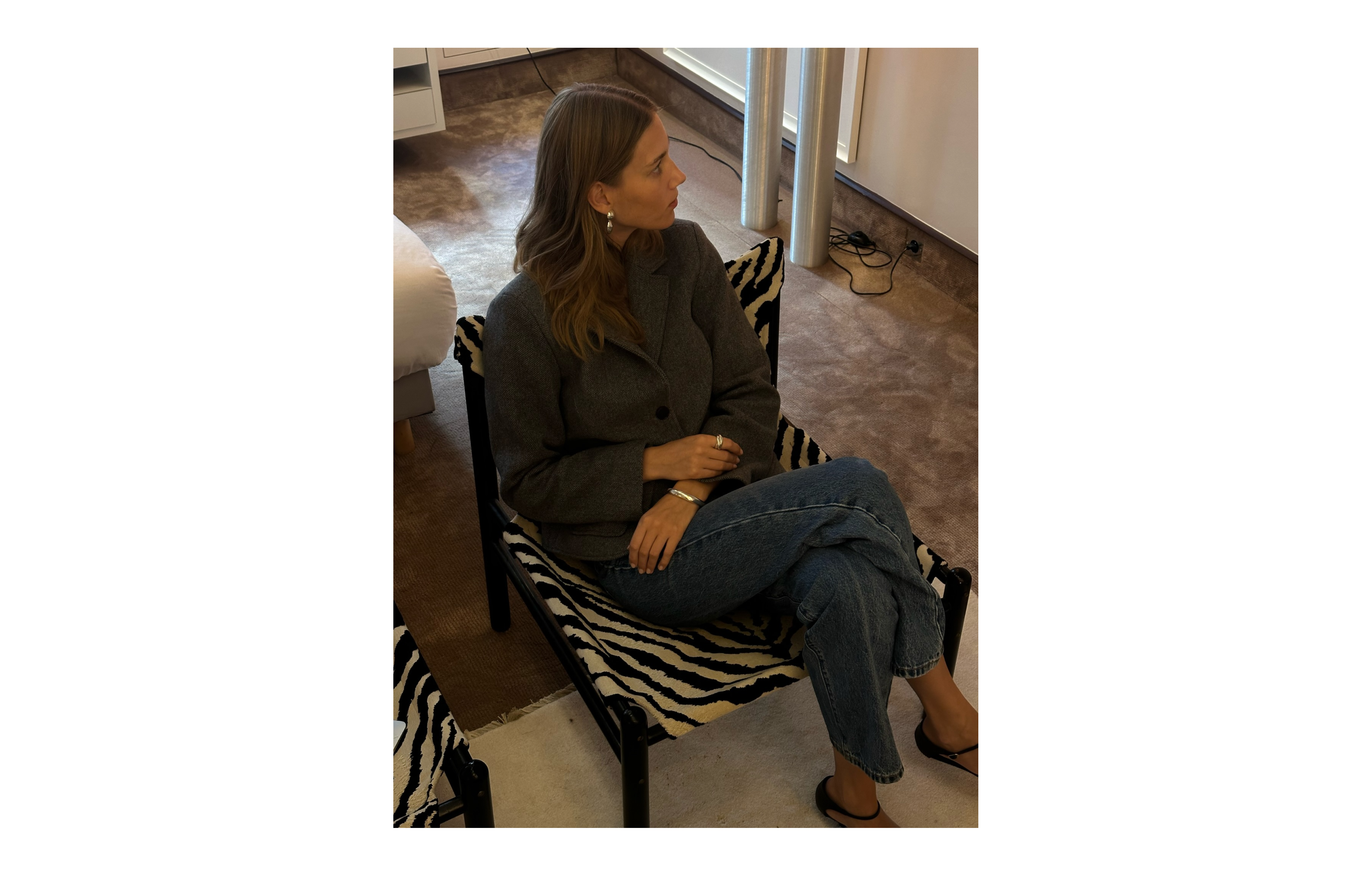 Cecilie, between meetings in the showroom, effortlessly styling her current favorite LIÉ jewelry pieces