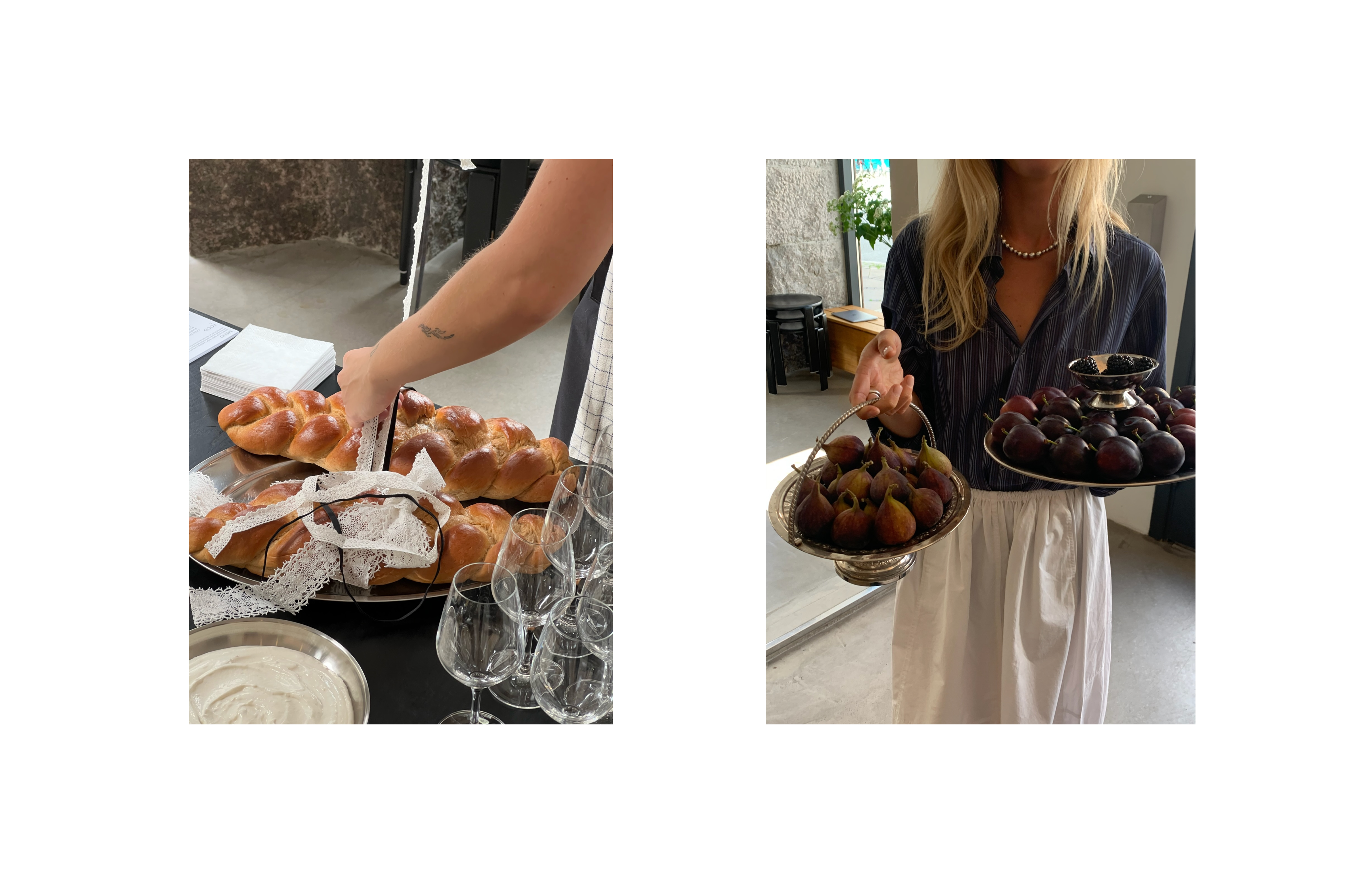 Our dear friend and food artist, Caroline Sofie created the most beautiful dishes and fruit arrangements for the showroom and pop-up store 