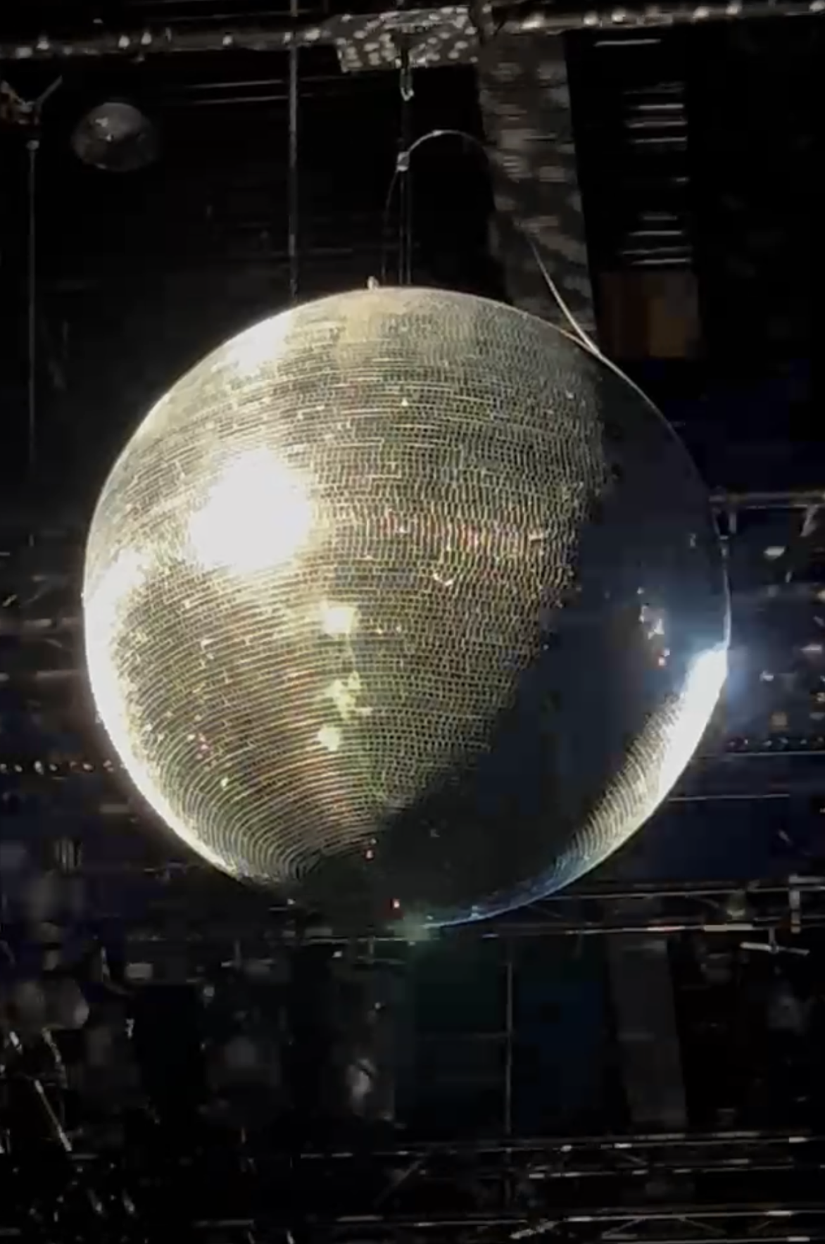 The fun and sparkly disco ball setting the perfect mood at the Rotate show